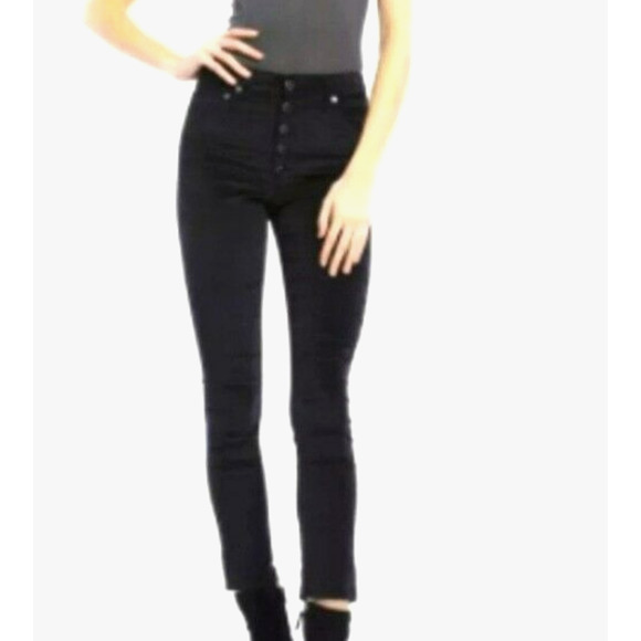 AO.LA by Alice + Olivia Black Velvet High Rise Skinny Pants - 30 - Picture 1 of 10